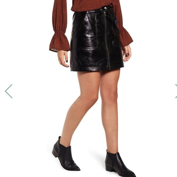 MinkPink Coyote Faux Leather Black Mini Skirt - Picture 9 of 11